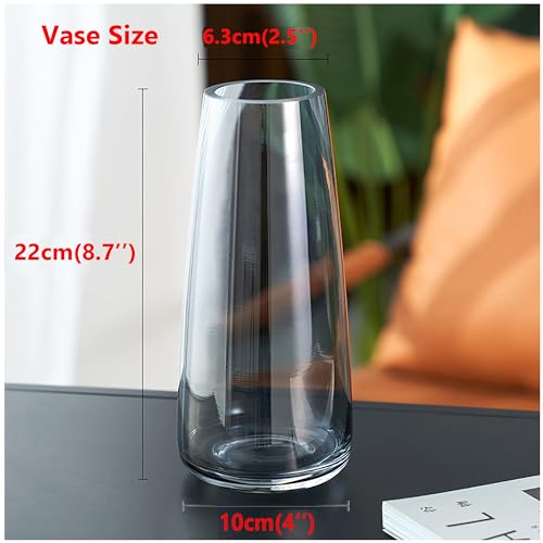 FANTESTICRYAN Modern Glass Vase, 8.7''H Decor Flower Vases, Crystal Grey - color: Crystal Grey