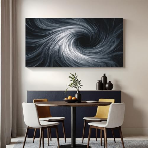 YISXINOAG Black White Abstract Wall Art Modern Spiral Painting 24"X48" - color: black white, size: 48"L x 24"W