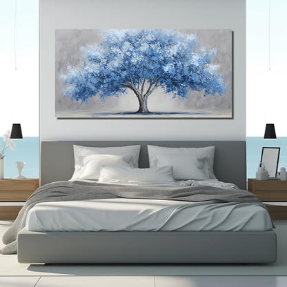 Large Canvas Wall Art for Bedroom Tree of Life Prints for Living Room Blue Poster Wall Art for Office Size 29 x 58 Inch - size: 58"L x 29"W