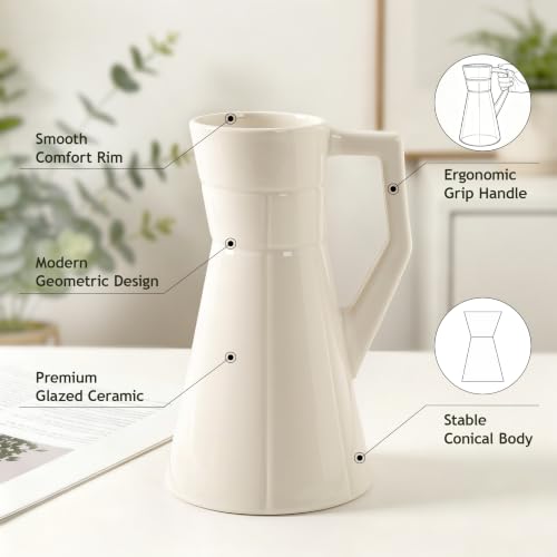 Bosilunlife Ceramic Flower Vase for Home Decor,Modern Table Vase