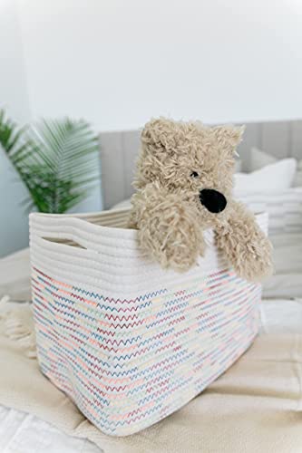 OrganiHaus Rainbow Baskets for Shelves, Set of 3, 15x9x10 - color: Stitches Rainbow