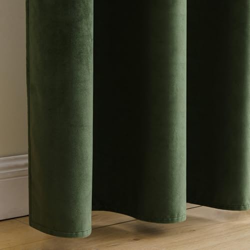 MIULEE Velvet Curtains 52x90 inches 2 Panels Olive Green Blackout Curtains - color: Olive Green, size: 52"W x 90"L (Pack of 2)