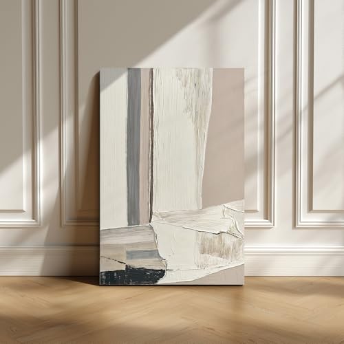 Modern Abstract Neutral Canvas Wall Art, Textured Painting for Living Room - color: Modern, size: 24"L x 36"W
