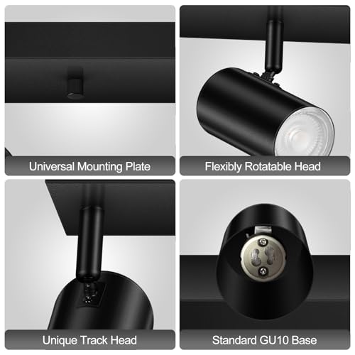 BoostArea LED Plug in Track Light Kit, Matte Black 5-Light - color: 5 Light-Black
