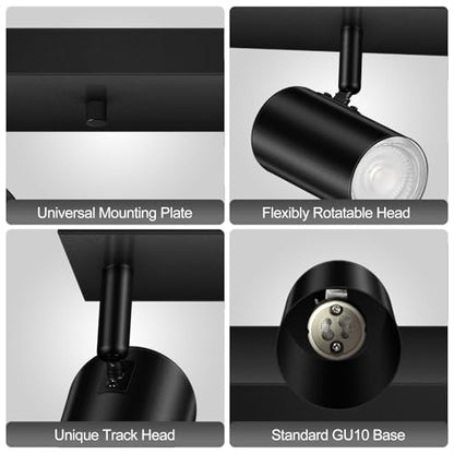 BoostArea LED Plug in Track Light Kit, Matte Black 5-Light - color: 5 Light-Black