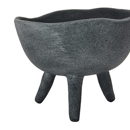 Creative Co-Op Boho Terracotta Footed Bowl, Slate Grey - color: Slate Grey, size: 4"