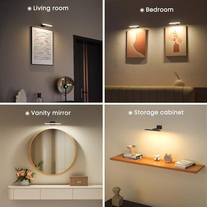 FULEN 2 Pack Picture Lights for Wall Rechargeable, Picture Frame Lights - color: Black, size: 2 PACK