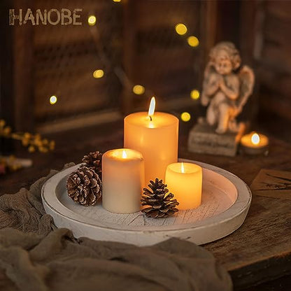 Hanobe 목재 커피 테이블 서빙 트레이, 농가 캔들 홀더 - color: 러스틱 화이트