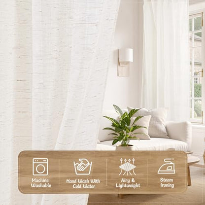LAMIT Linen Cafe Curtains 24 Inch Length for Small Windows, 2 Panels - color: Natural, size: 25"W x 24"L (Pack of 2)