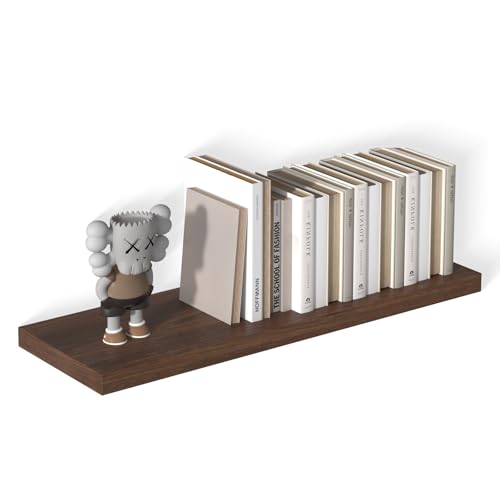 36" W x 12" D Floating Shelves Set of 1, 12 Inch Deep Floating Shelves for Wall, Large Storage Space Wall Mount Shelf with Invisible Brackets for Living Room Kitchen Bathroom, Walnut - color: Walnut, size: 36 Inch