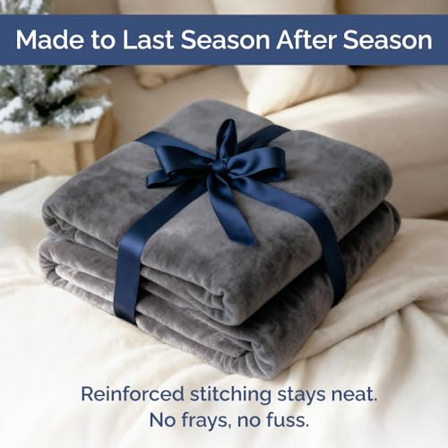 Ultra Soft Fleece Throw Blanket - College Dorm Room Essentials - Dark Grey - color: 14 - Dark Grey, size: Throw (50" x 60")