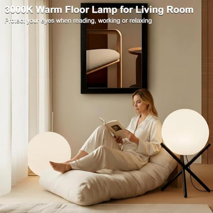 Lightdot Globe Floor Lamp, 12-Inch LED Ball Light 3000K with Tripod Base - color: 15.7''Warm White