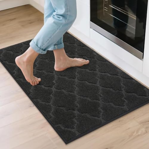 COSY HOMEER Kitchen Rugs Non Slip Washable 24"x36",Black - color: Black, size: 24"X 36"
