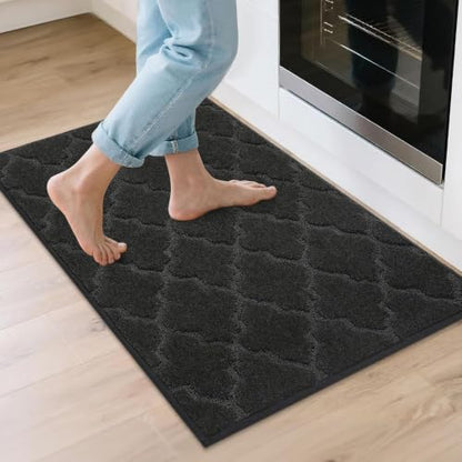COSY HOMEER Kitchen Rugs Non Slip Washable 24"x36",Black - color: Black, size: 24"X 36"