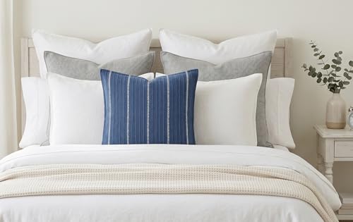 SanVia Designer Cotton Throw Pillow Covers 20x20 for Nooks, Beds & Sofas - color: Indigo Blue, size: 20" x 20" (Pack of 1)