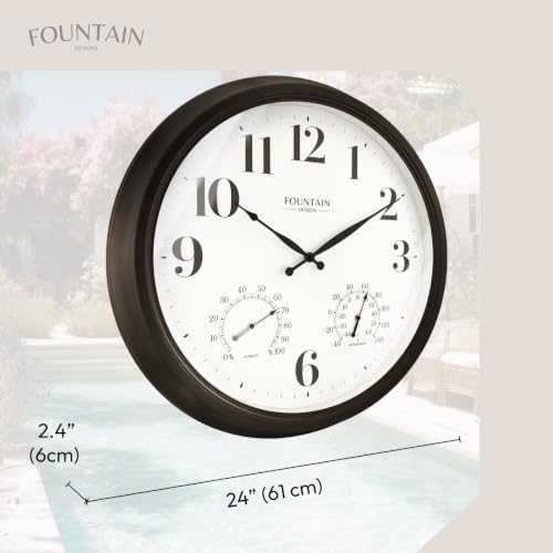 24 Inch Large Outdoor Clocks Waterproof, IP65 Rating - color: Oil Rubbed Bronze Black, size: 24 inch