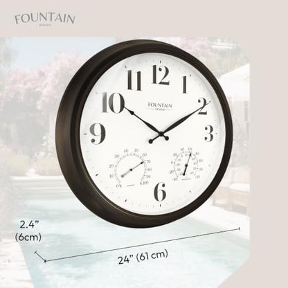 24 Inch Large Outdoor Clocks Waterproof, IP65 Rating - color: Oil Rubbed Bronze Black, size: 24 inch