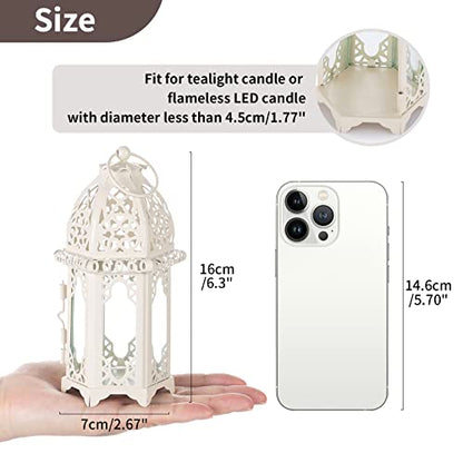 NUPTIO 2 Pcs Moroccan White Candle Lantern, Small Tealight Holders - color: White, size: 2 Pcs Small Size