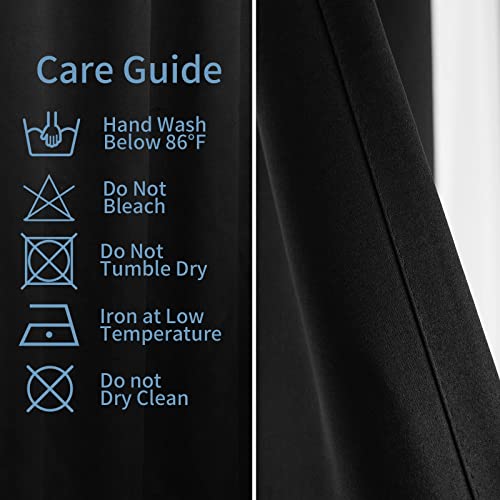 Pickluc Grommet Blackout Curtain for Bedroom, Light Blocking Drapes, Thermal Insulated, Noise Reduction, 42 Inches Wide x 84 Inches Long, Black, 2 Panels - color: Black, size: 42"W x 84"L (Pack of 2)
