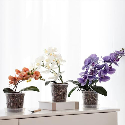 TRUEDAYS Orchid Pot with Saucers, 6 Pack 5 Inch Plant Pot with Drainage - size: 5Inch-6Pack with 6 Saucers