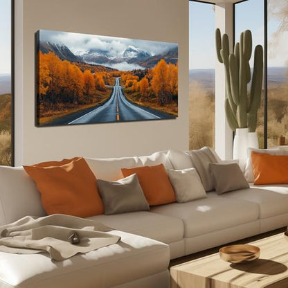 Ouzzlie Tree Wall Art White Art for Living Room - color: brown, size: 48"L x 24"W