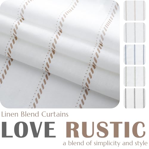 jinchan Stripe Linen Window Valance Curtain, 50x16, 1 Panel, Taupe - color: Nautical Striped Taupe on White, size: 50"W x 16"L (Pack of 1)