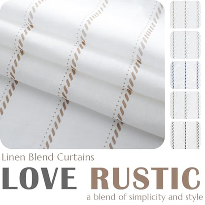 jinchan Stripe Linen Window Valance Curtain, 50x16, 1 Panel, Taupe - color: Nautical Striped Taupe on White, size: 50"W x 16"L (Pack of 1)
