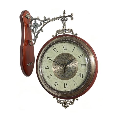 Homestia Double Sided Wall Clock Vintage Style Silent Non-Ticking Clock - size: Double Sided - 13 Inch