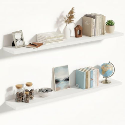 Vivelove 10 Inch Deep Floating Shelves for Wall 55” Set of 2, White - color: White, size: 55”wx10.2”dx1.5”h