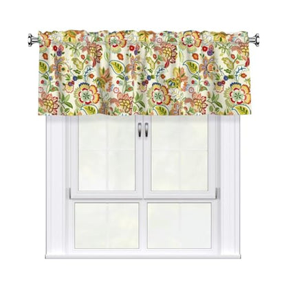 Retro Paisley Curtain Valance Short Rod Pocket Window Treatment for Living Room Bedroom Kitchen Bathroom 1 Panel 54" W x 18" L - color: Retro Paisley