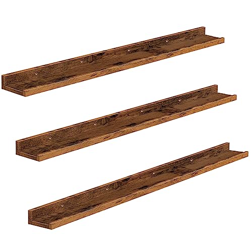 HOOBRO Floating Shelves, Wall Shelf Set of 3, 47.2 Inches Hanging Shelf - color: Rustic Brown, size: 47.2 Inches