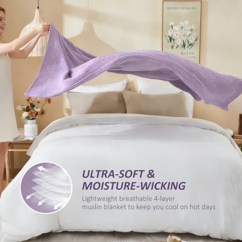 EMME Muslin Cotton Blanket Adults Heather Lavender Throw XL 50"x70" - color: 11 - Lavender, size: Large Throw (50" X 70")