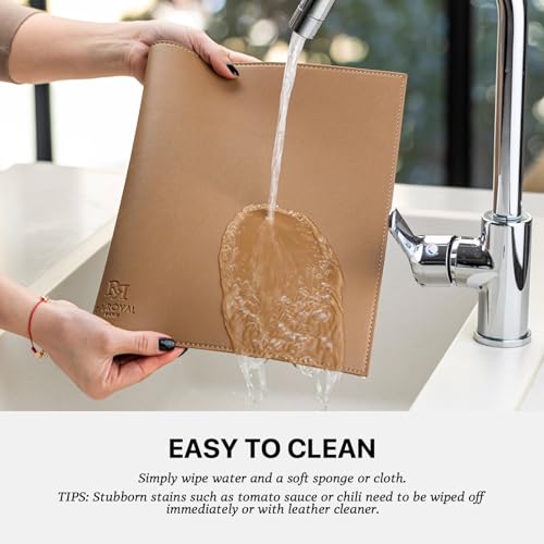 Baroyal Faux Leather Placemats Set of 4 Vinyl Washable Wipeable Table Mats for Kitchen Dining Table Heat Resistant Waterproof Indoor/Outdoor Placemats Non-Slip Easy Clean Place Mats (British Khaki) - color: B-british Khaki