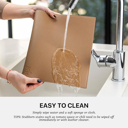 Baroyal Faux Leather Placemats Set of 4 Vinyl Washable Wipeable Table Mats for Kitchen Dining Table Heat Resistant Waterproof Indoor/Outdoor Placemats Non-Slip Easy Clean Place Mats (British Khaki) - color: B-british Khaki