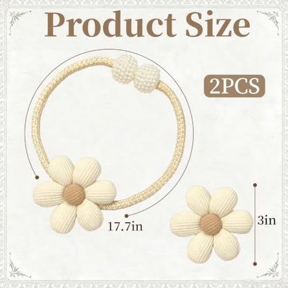 Sunflower Curtain Tiebacks 2 Pack, No-Drill Decorative Drape Holders
