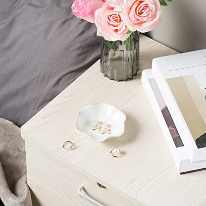 BEUNAIZER Jewelry Dish Tray, Ring Dish, Ceramic Trinket Tray, Key Bowl - color: Milky White