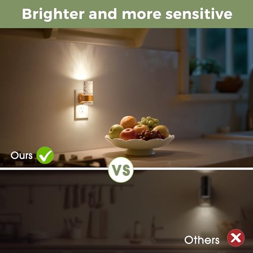 L LOHAS LED Night Lights Plug into Wall, 4 Pack Mini Dimmable Night Light - color: Gold Ring-3CCT-Mini, size: 4 Pack