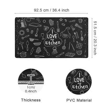 Kitchen Floor Mat 36x20in Waterproof Anti-Fatigue Kitchen Mats - color: I Love My Kitchen