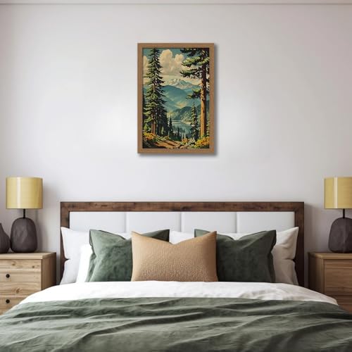 National Park Wall Art Framed, Mountain Forest Landscape Print - color: NationalParkTree, size: 16"L x 24"W
