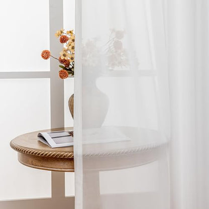 Pinch Pleated Sheer Curtains 84 Inch 2 Panels for Living Room Bedroom - color: 2-off White, size: 52"W x 84"L (Pack of 2)