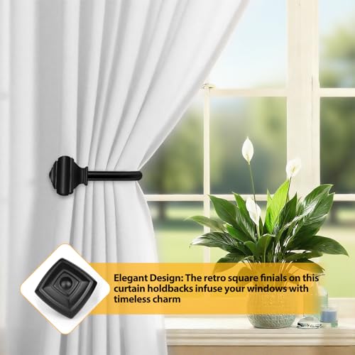 USFOOK Black Curtain Holdbacks, Decorative Drapery Tiebacks, 2 Pack/1 Pair - color: Black
