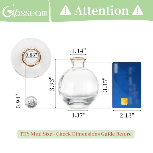 Glasseam Glass Bud Vase for Centerpieces, 6Pcs Clear Small Flower Vase Set - color: Gold Rim, size: 2 Sets