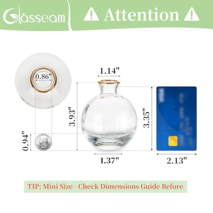 Glasseam Glass Bud Vase for Centerpieces, 6Pcs Clear Small Flower Vase Set - color: Gold Rim, size: 2 Sets