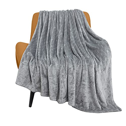 TOONOW Fleece Blanket Super Soft Cozy Throw Blanket 50" x 60", Lightweight Fuzzy Comfy Textured Flannel Blanket Warm Plush Throw Blankets for Couch, Sofa, Bed, Light Grey - color: Light Grey