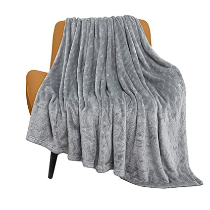 TOONOW Fleece Blanket Super Soft Cozy Throw Blanket 50" x 60", Lightweight Fuzzy Comfy Textured Flannel Blanket Warm Plush Throw Blankets for Couch, Sofa, Bed, Light Grey - color: Light Grey