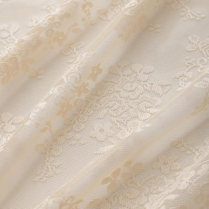 TUDECO Extra Long Beige Lace Shower Curtain with Valance, 72 x84 Inch - color: Beige, size: 72"W x 84"L (Pack of 1)