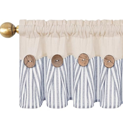 ASPMIZ Farmhouse Valances for Windows, Beige+Blue, 60x14 Inches, 1 Panel - color: Beige&blue, size: 60"W x 14"L (Pack of 1)