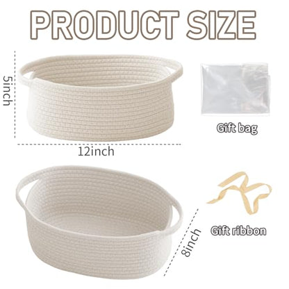 JMvicyroam Small Woven Basket, Empty Gift Basket, White/2 Pack - color: White, size: 2 Pack
