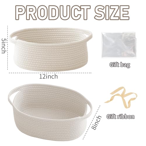 JMvicyroam Small Woven Basket, Empty Gift Basket, White/2 Pack - color: White, size: 2 Pack