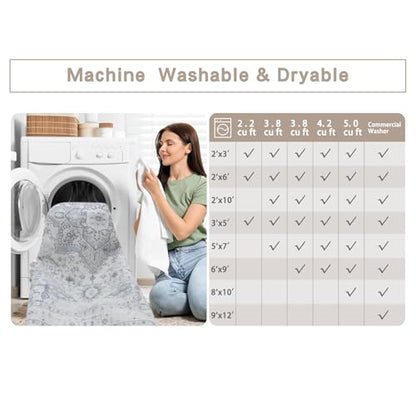 Washable Rugs 6x9 Area Rugs for Living Room,Bedroom,Dining Room,Playroom - color: Grey/Cream/White/Light Blue, size: 6' x 9' (Rectangular)